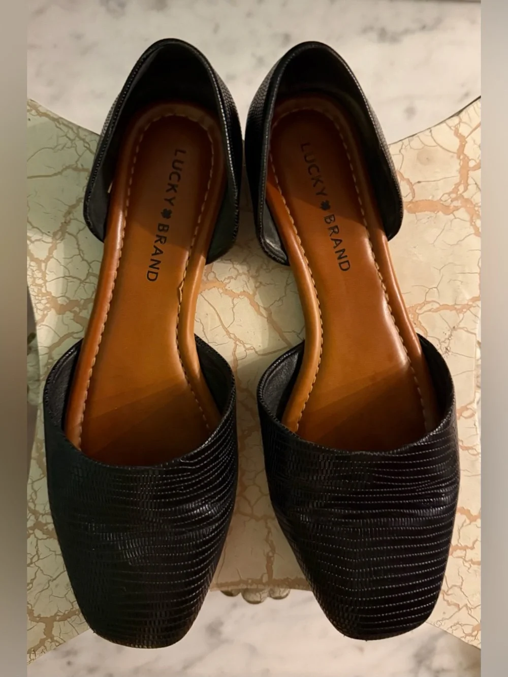 Lucky Brand Women's Black Textured D'Orsay Flats